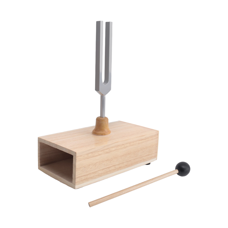 528Hz Tuning Fork with Resonance Box with Resonance Box Wooden Speaker Silver & Wood Color Perfect for SPA Aromatherapy, Resonance Teaching
