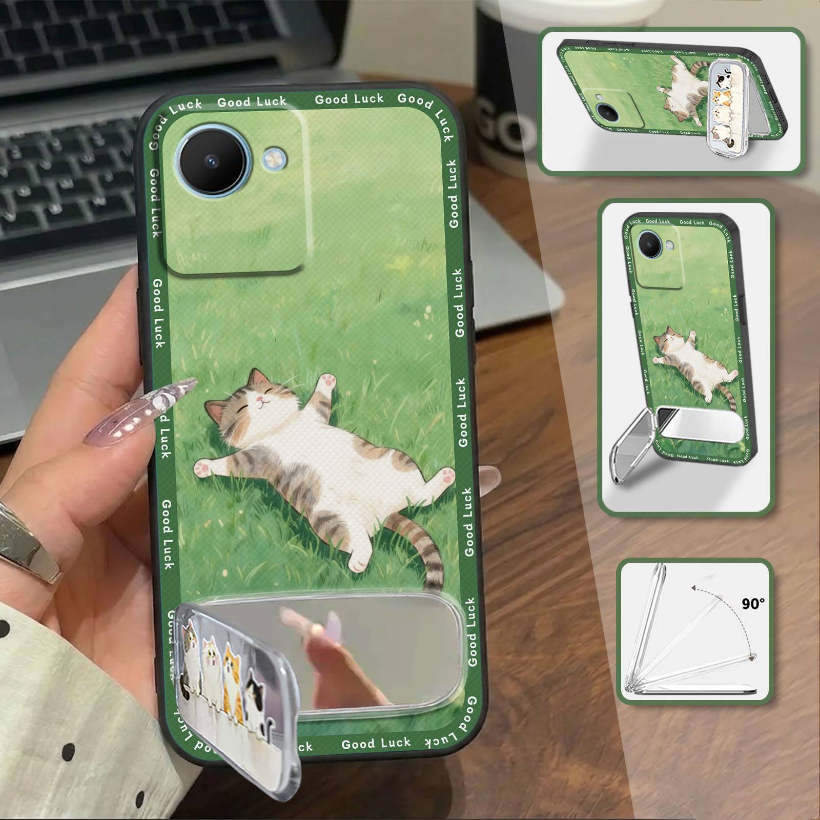 three-dimensional Full wrap Phone Case For OPPO Realme C30S Cartoon Kickstand Plush Shockproof Back Cover Fashion Design