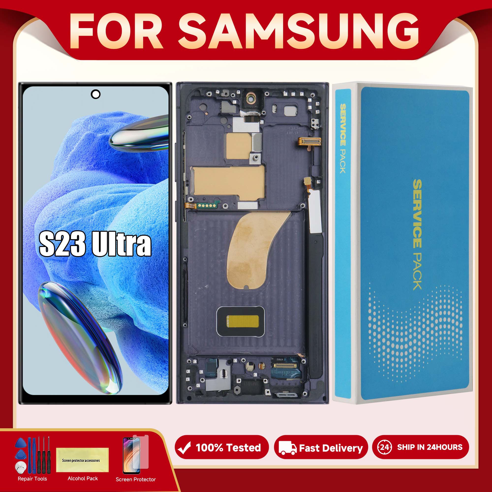 HOT S23 Ultra For Samsung 6.8''For AMOLED S918B S918U S918W S918N S9180 LCD Display Touch Screen Digitizer Assembly Replacement