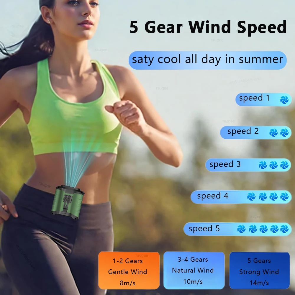 Mini 4000/8000mAh Waist Clip Fan Rechargeable Wearable Hanging Neck Fan Emergency Mobile Power Strong Wind Mini Electric Fan Summer
