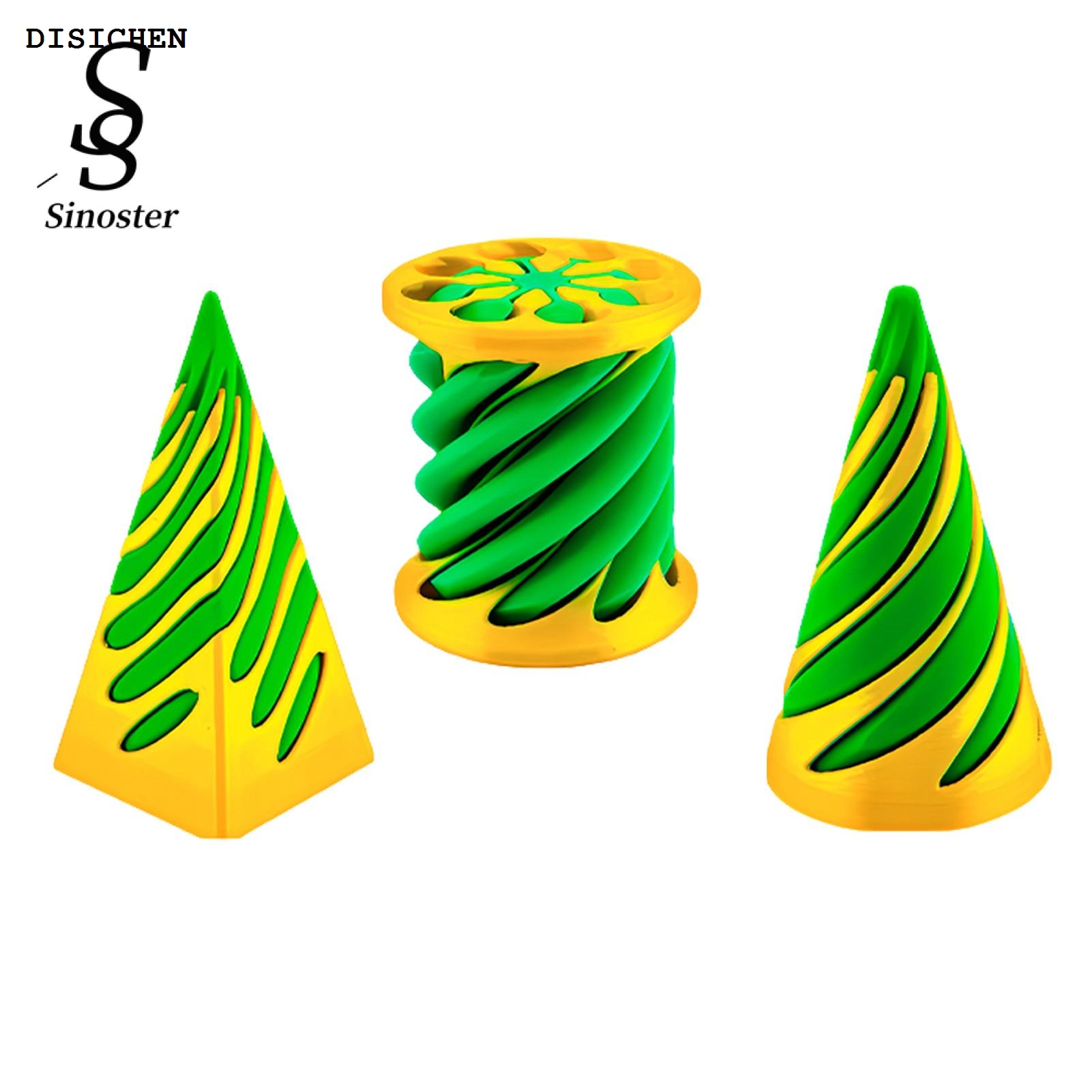 DISICHEN Original Sinoster Spiral Cone Toy 3d Printed Spiral Cone Pyramid Fidget Toy Set for Stress Relief Educational Mini Figurine for Kids Adults Anxiety Relief Sculpture Spiral Cylinder Toy