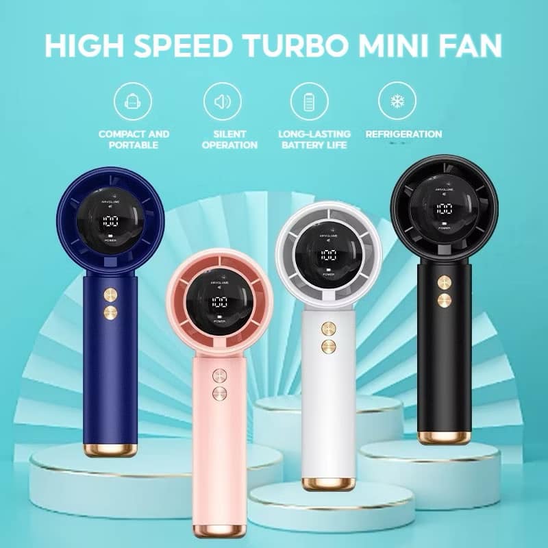 Mini HandHeld Turbo Fan Upto 100 Gear Speed,Upto 3 Hours Backup