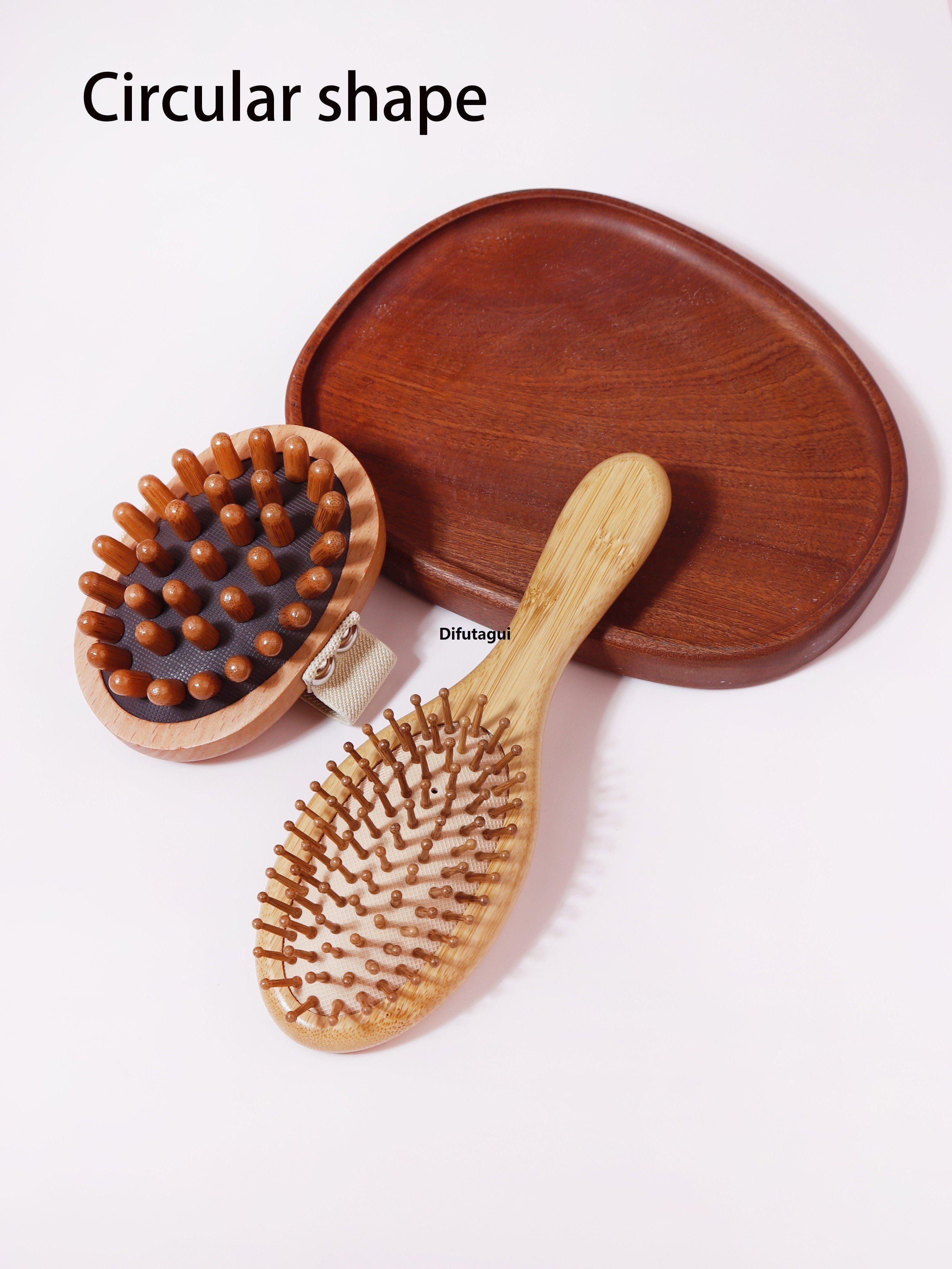 Difutagui Brush meridian acupoints and、Hairbrush massage natural New 2PCS bamboo wood scalp head and body care