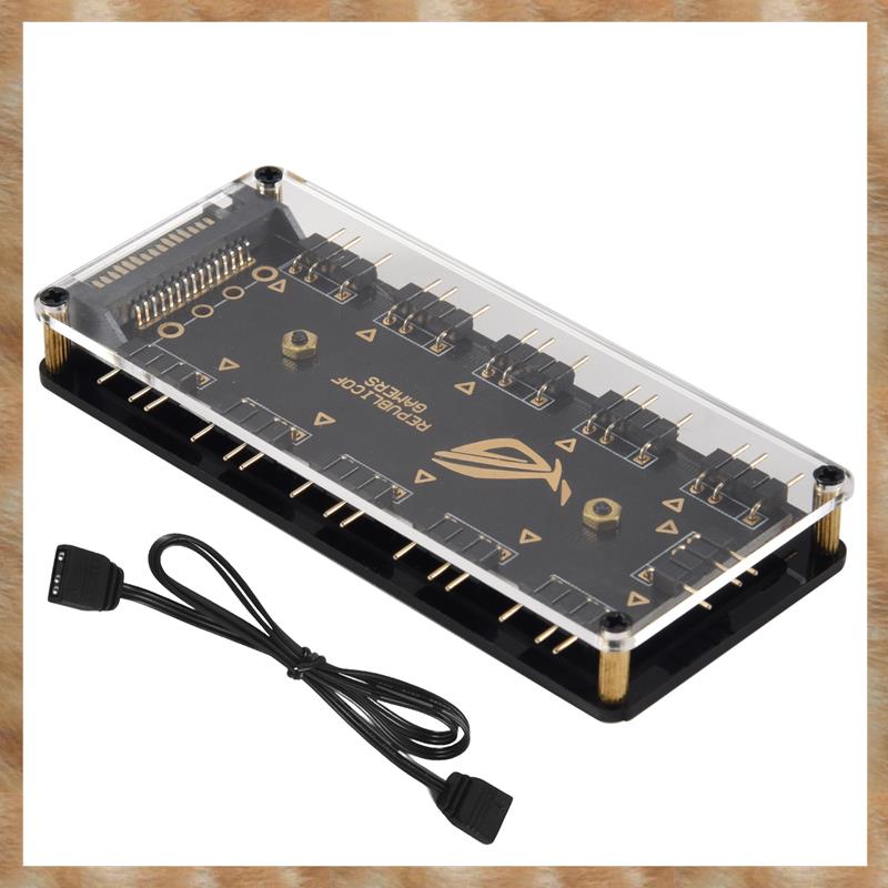Kqueebee 5V 3Pin RGB LED Splitter 10-Port Hub with 50CM 3Pin Extension Cord, Perfect for Lots of RGB