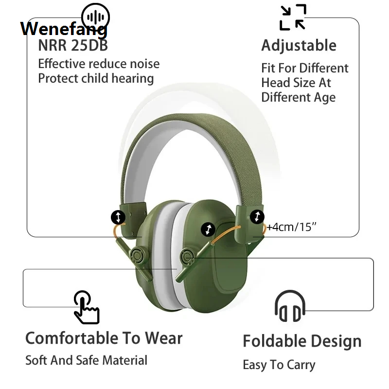 Wenefang Adjustable Anti-Noise Head Earmuffs Kids Ear Cancelling Headphones Luxury Baby Study Sleep Noise Reduction Muffs Kid Hearing Protection