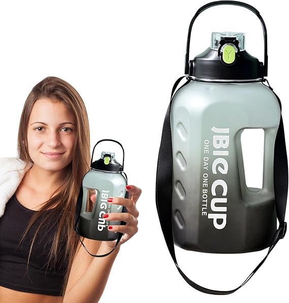 LXURY Gym Water Bottle - 3L Big Water Bottle Sports Water Bottle with Time Marker | Reusable Leakproof Water Jugs with Straw and Handles, Men Women Water Cup for Fitness