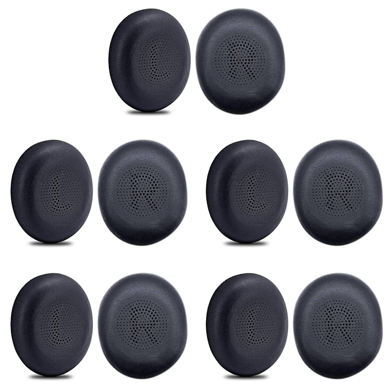 10x Replacement Earpads for Elite 45H Evolve2 65 MS/ Wireless Headphones - Protein Leather/Ear Cushion (Black)