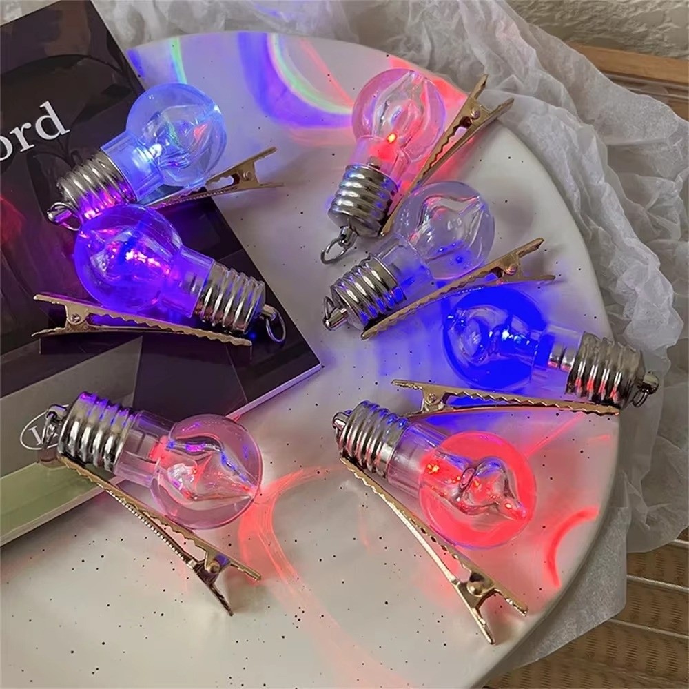 New Luminous Luminous Hairpin Party Hairpins Simulation Light Bulb Side Clip Lighted Hair Clips Girls Wear