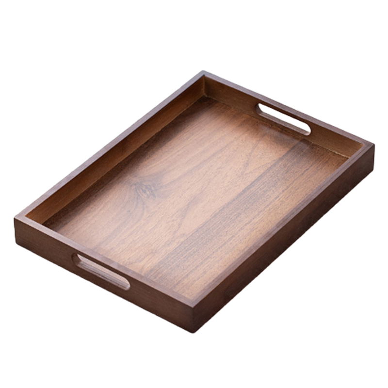 Large Size Rectangular Bamboo Wood Tea Tray Display Plate Handle Walnut Color Cup Storage Home Use Japanese Tea Set