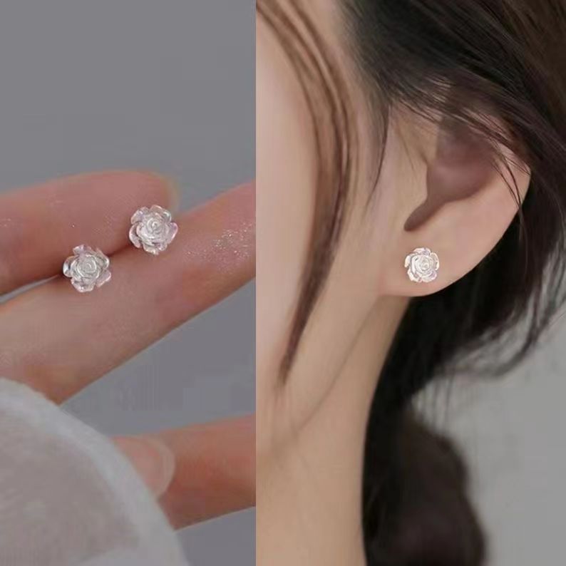 【New Arrivals】Rose Ear Stud Women's Ear Holes 2023 New Fashion Earrings Niche Design Advanced Ear Jewelry Flower Ear Stud