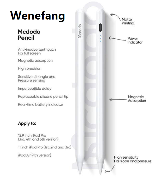 Wenefang ORIGINAL MCDODO STYLUS PEN MAGNETIC PAN WITH BATTERY INDICATOR DRAWING PEN TABLET TOUCH SCREEN COMPATIBLE FOR IPAD