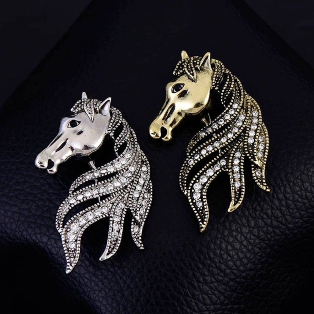 Decor Elegant Vintage Horse Brooch Corsage Style Retro Animal Brooch and New Year Lapel Pin Formal Events