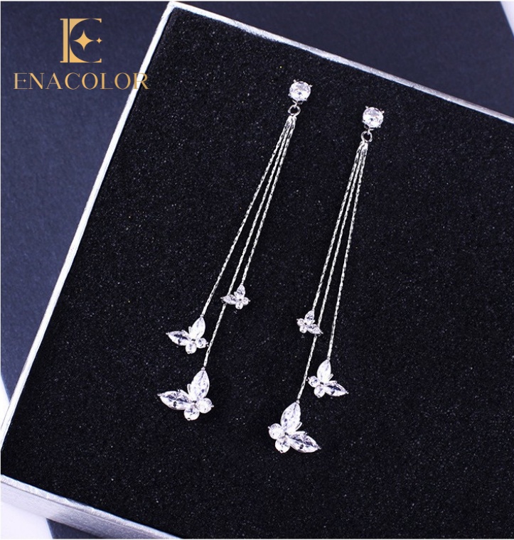Enacolor Korean Exquisite Zircon Butterflie Swan Snowflake Love Leaf Bows Tassel Fashion New Earrings for Women