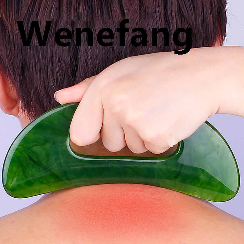 Wenefang Gouache Scraper Natural Stone Gua Sha Massage Comb Head Body Meridian Scraping Reflexology Blood Circulation Jade Therapy Tools