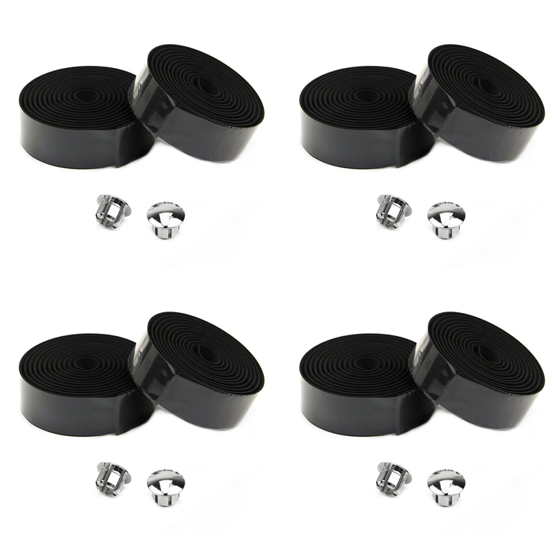 Sptrry16X Road Bike Bicycle Cork Handlebar Bar Grip Wrap Tape + 8 Bar Plugs-Black