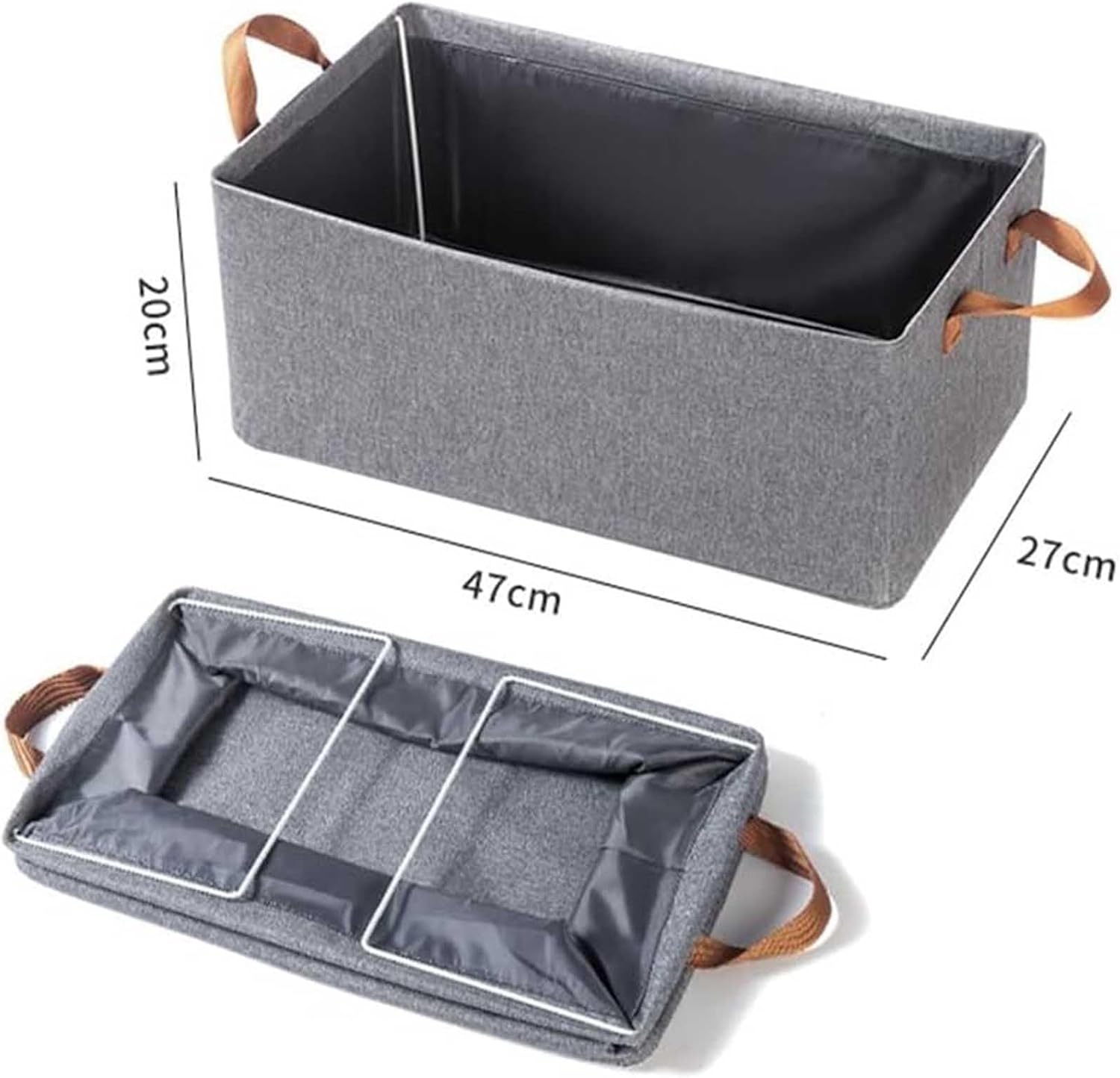 Foldable Closet Storage Box (1pc) - Large Grey Bin with Metal Frame and Handles