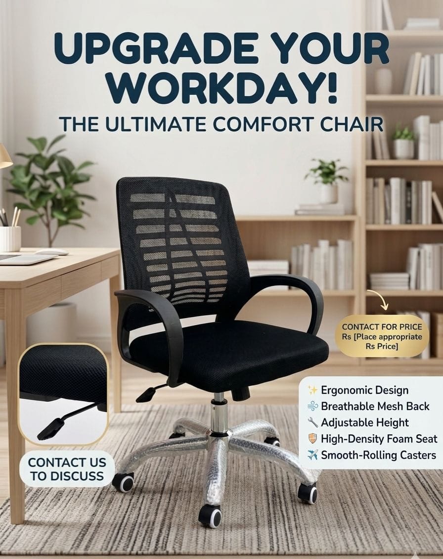 Office Black Chair With Adjustable Height (KK2948)