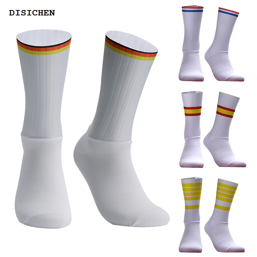 DISICHEN Profesional Slip Team Socks Silicone 2023 Anti Cycling Seamless Aero Pro Running Sport Road Bike Socks