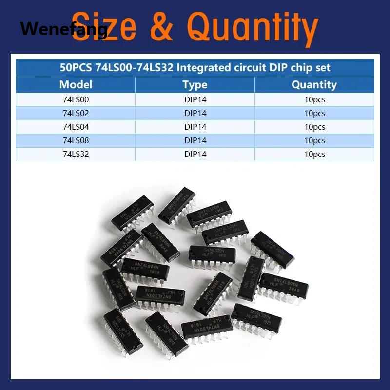 Wenefang 50PCS Integrated Circuit Logic IC 74HC/ 74LS DIP-14 5 Sales promotion values IC Chip Assortment Kit Electronic Component