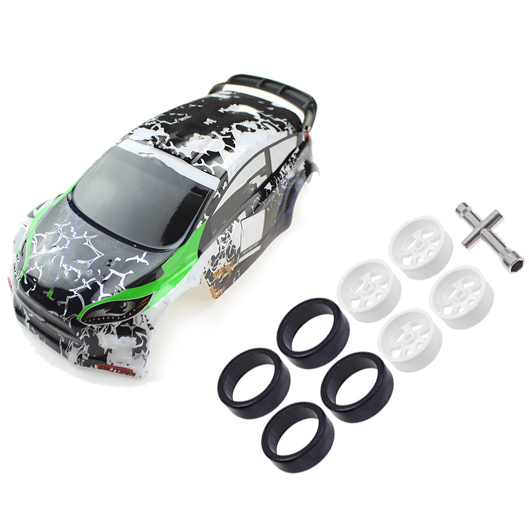 NAMUNY 2 Set RC Car Part: 1 Pcs RC Car Shell Body Remote Control Toy & 1 Set K969-01 K969-02 Wheel Rim Hub with Tire