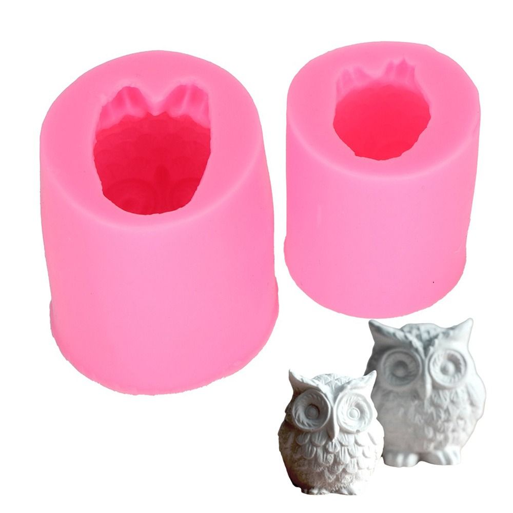 Candy Mould Silicone 3D Owl Shape Candle Mould 3D Non-stick Owl Candle Mould Pink Owl Silicone Mould Jelly Dessert