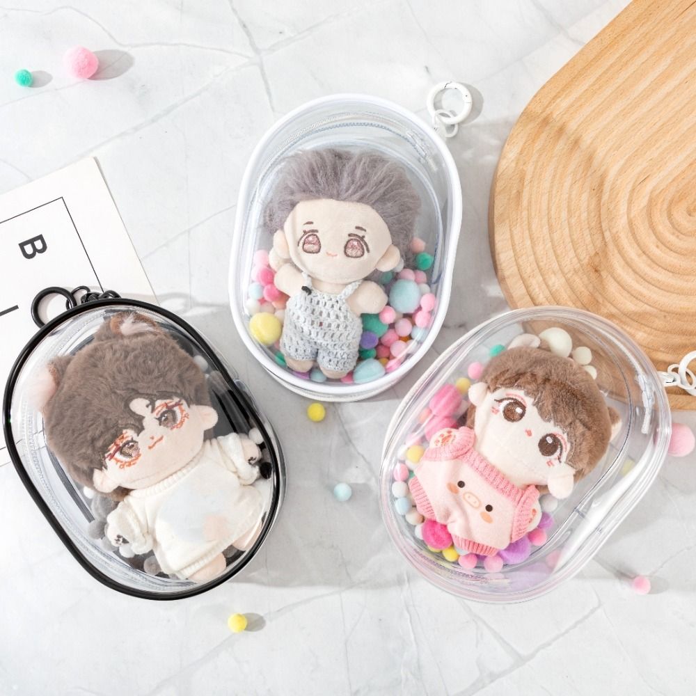 Portable with Plush Ball Doll Transparent Walking Bag PVC Thicken Cotton Doll Display Bag Dustproof Portable Cotton Doll Storage Bag Kids Girls Toys
