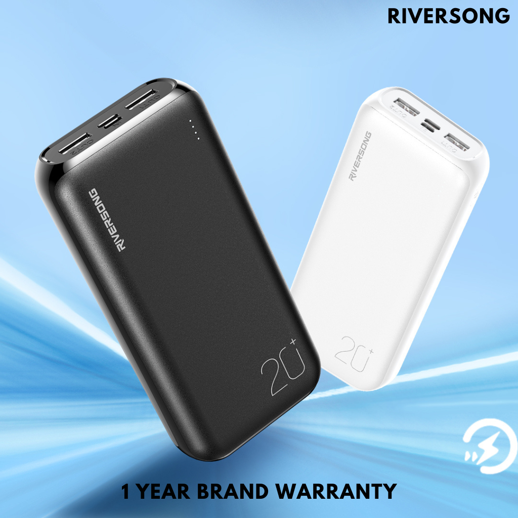 RIVERSONG VISION 20SE 20,000 mAh FAST CHARGING PORTABLE POWER BANK | 2 USB OUTPUT | MICRO USB and TYPE C PORT | MULTIPLE PROTECTION | SMART CHIP | COMPATIBLE WITH ALL DEVICE