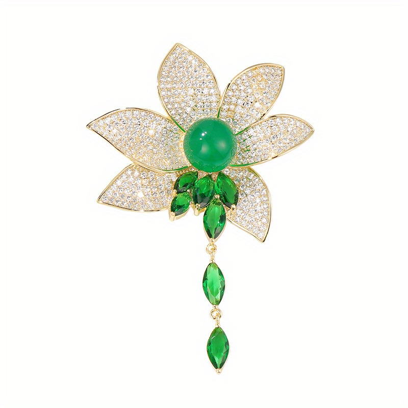 New Chinese Style Exquisite Lotus Crystal Brooch Elegant Fringed Decoration Creative Corsage Pin High-end Gift for Women Jewelry