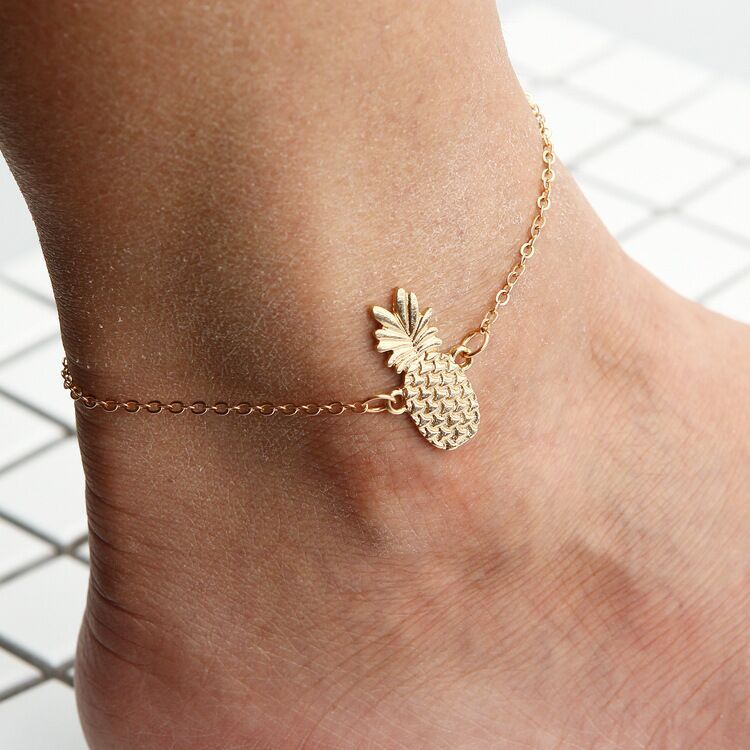 【New Arrivals】JL08 Europe and the United States popular cross-border supply cute hollow three-dimensional pineapple anklet alloy fruit anklet