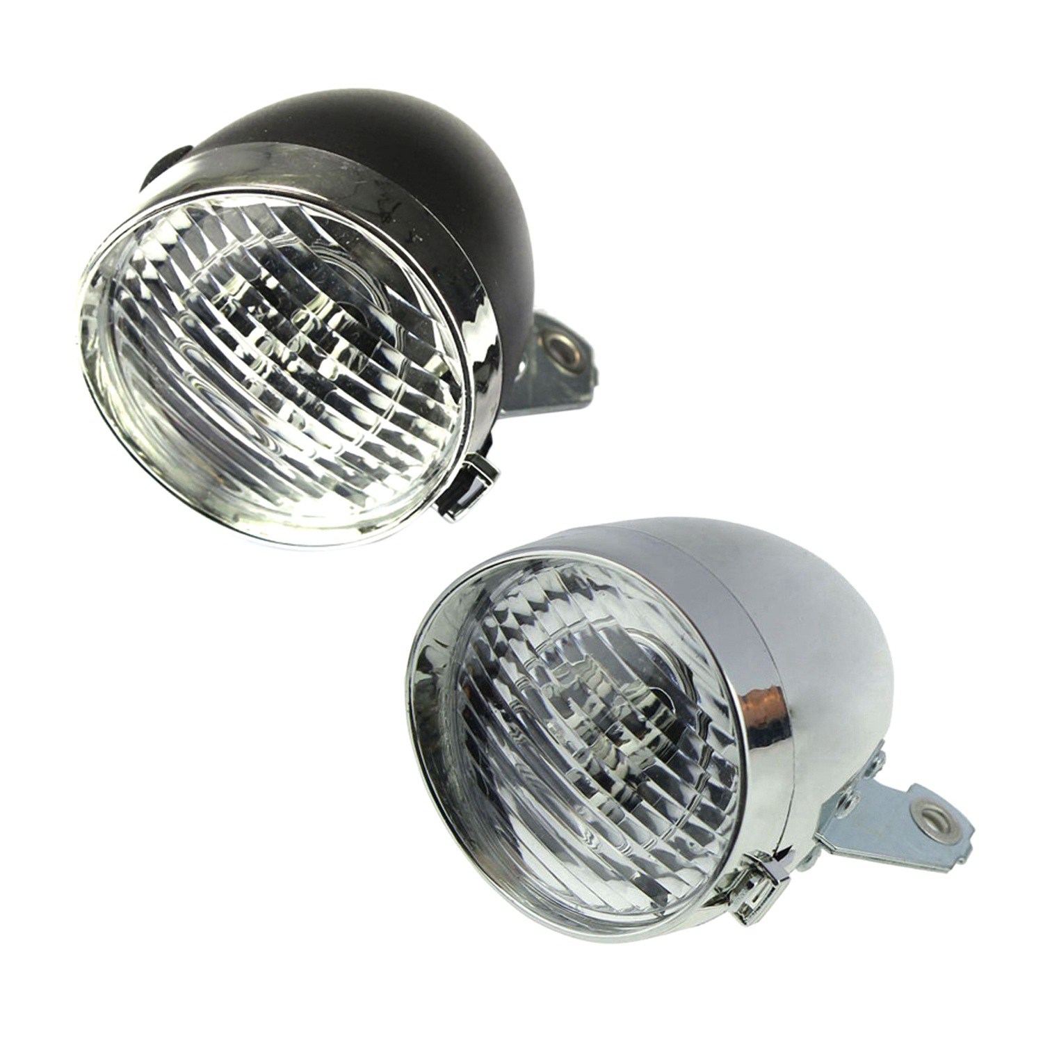 fasdaga 2x Retro Bicycle Bike Accessory Front Light Bracket Vintage 3LED Headlight (Black&Silver)