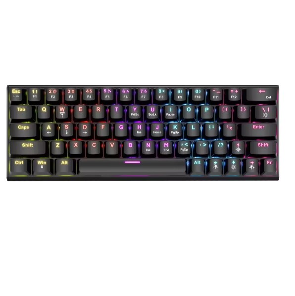 Bajeal Tritium Rainbow RGB Gaming Mechanical Keyboard Blue Switch Detachable Wire - 61 Keys