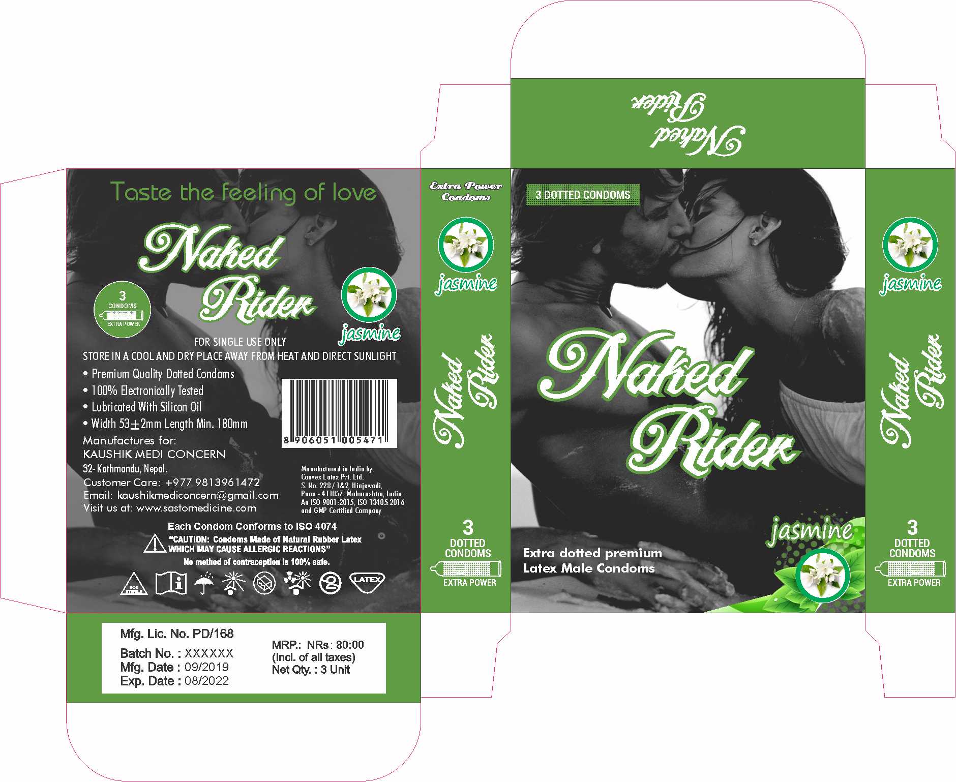 Naked Rider Extra Dotted Ribbed Condom ( 2 Packets)