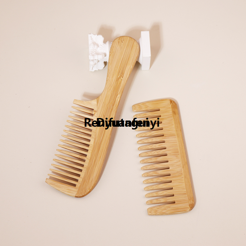Difutagui 2pcs Natural Bamboo Wooden Hair Comb Set Anti-Static For Profesional Luxury Women Round Wide Tooth Wood Comb Hair Brush women