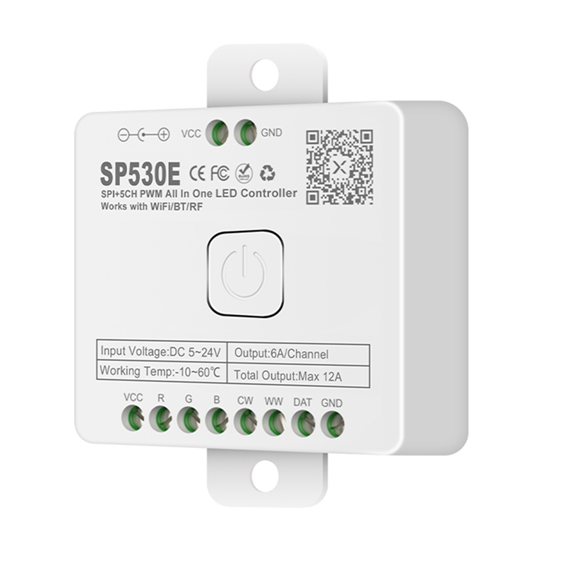 LKPCIGCXM 12-In-1 Wifi LED Controller SP530E PWM SPI Pixels Dimmer for WS2812B WS2811 RGB RGBW LED Strips with Voice Control