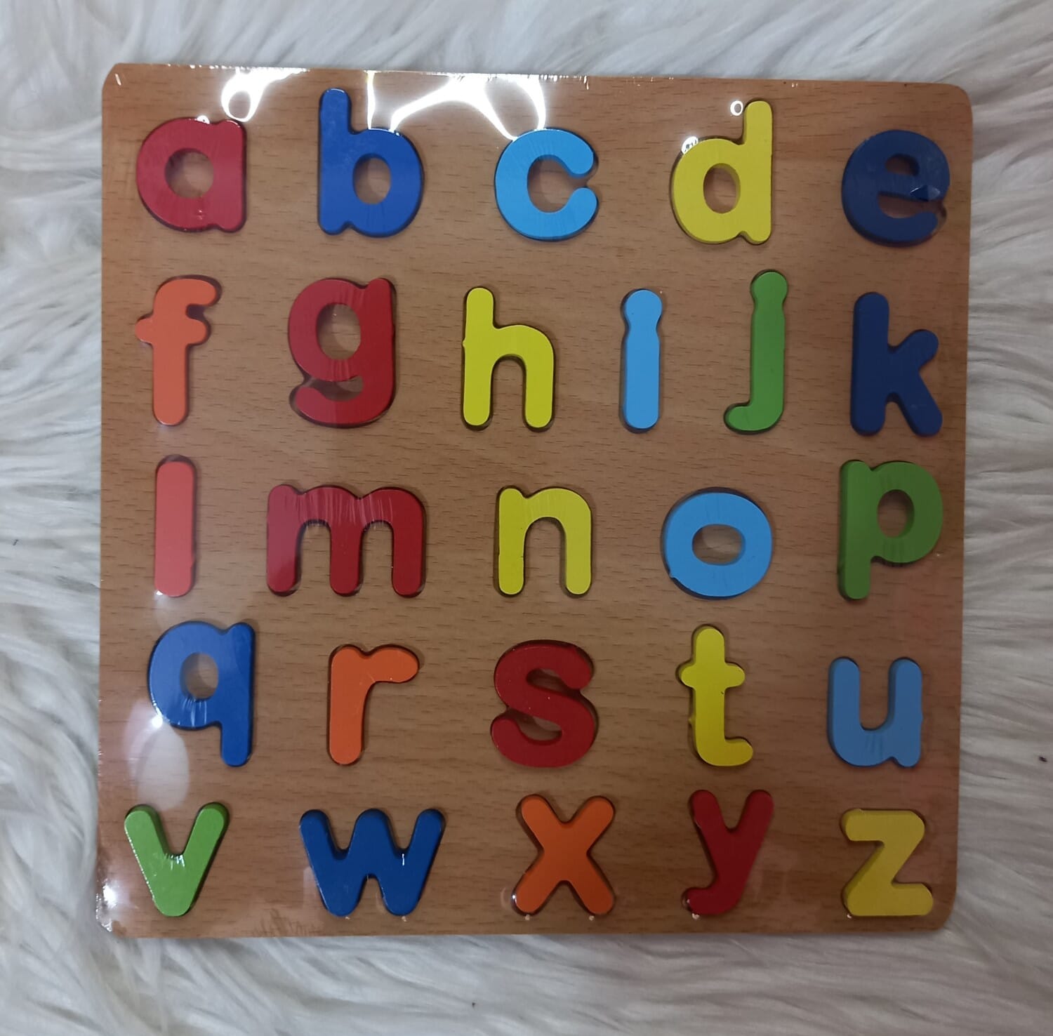 Montessori Colorful Wooden Square Shape Small English Alphabet Puzzle - Early Educational Learning Toy for Baby (20×20 cm)