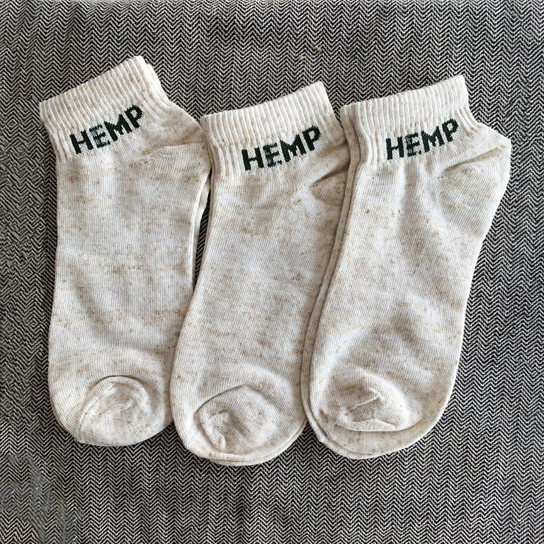 Allo Unisex Hemp Cotton Ankle Socks Pack of 3 | Breathable Antibacterial Eco-Friendly Hosiery | Natural Beige with Green Logo | Sustainable Daily Wear For Men and Women