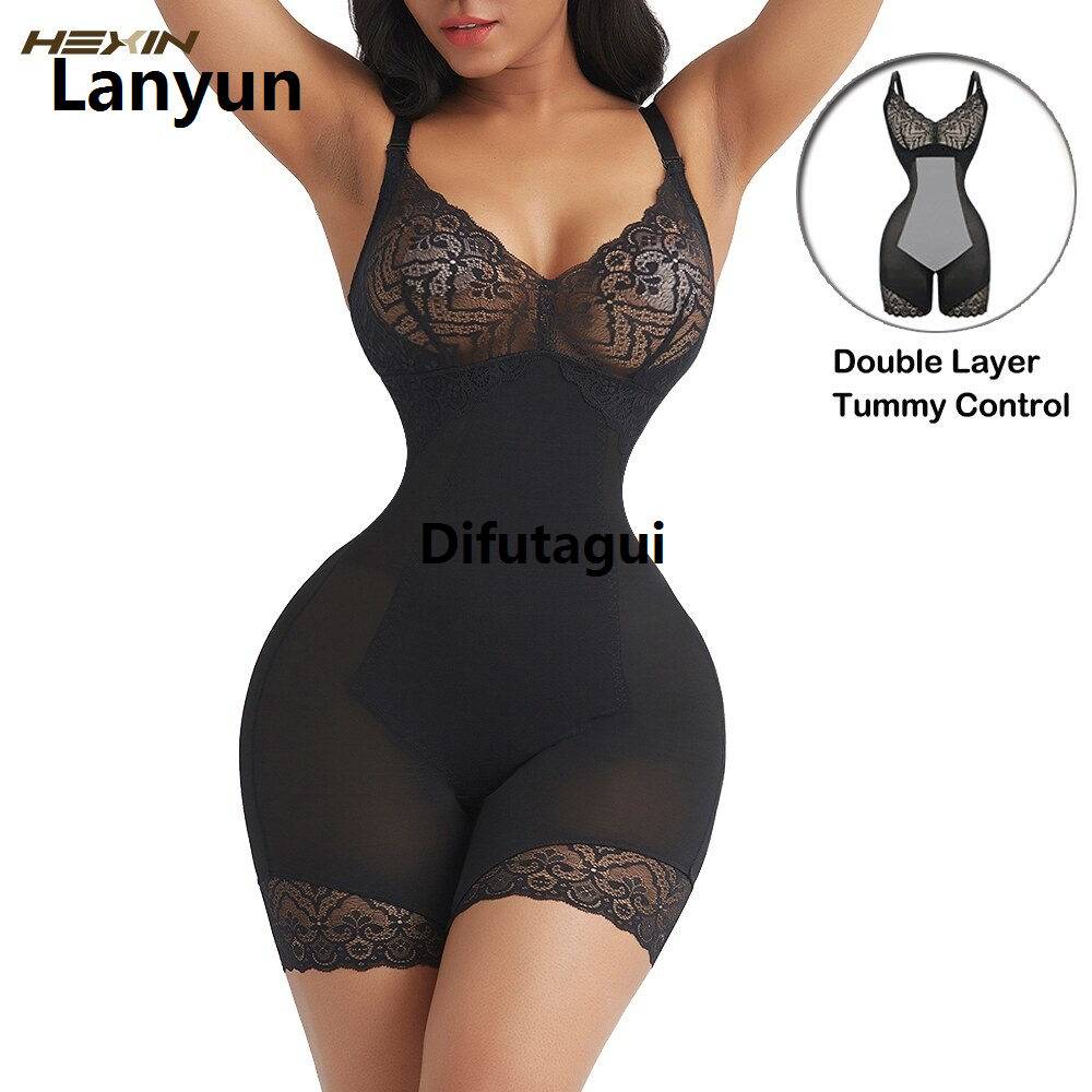 Difutagui {Socks Tights} HEXIN Body Shaper Deep V Neck Bodysuit Shapewear Waist Trainer Special New style Pulling Corset Slimming Belly Underwear Fajas Shapewear Socks Tights