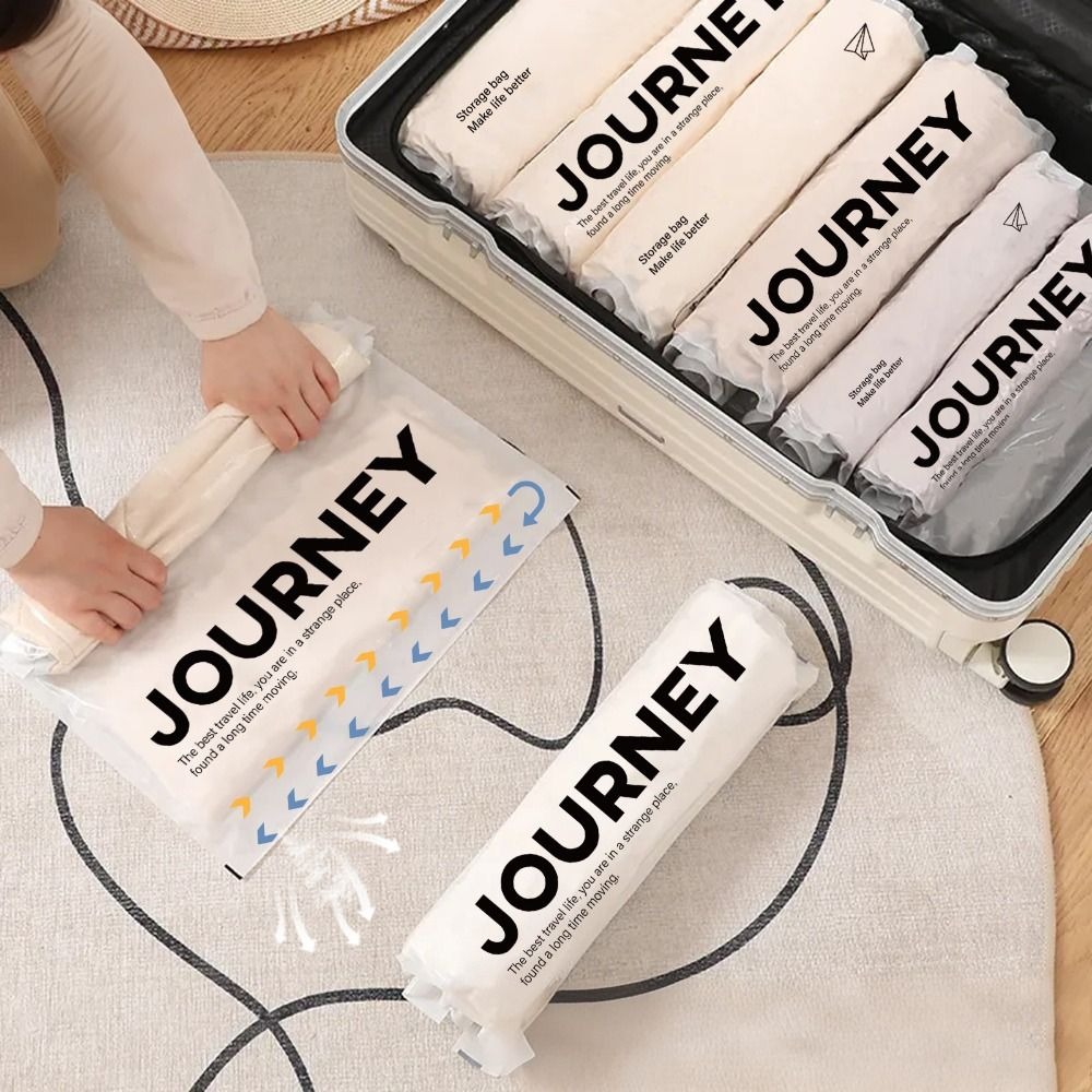 2Pcs New Reusable Hand Roll Vacuum Bags Dustproof Portable Vacuum Compression Bag Space Saver Luggage Vacuum Storage Bag for Travel