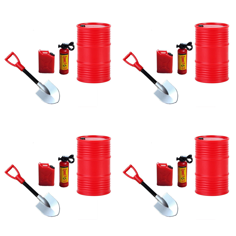 NAMUNY 4X Mini Shovel Fuel Tank Oil Drum Decoration for Axial SCX24 C10 JLU 1/24 RC Car