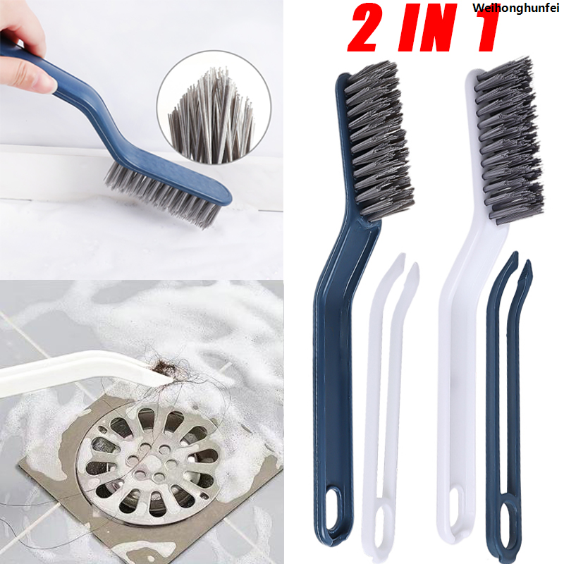 Weihonghunfei2 IN 1 Bathroom Cleaning Brush with Clip Multifunction Window Gap Scraping Brush Floor Seam Brush Household Corner Cleaning Tool Sales promotion