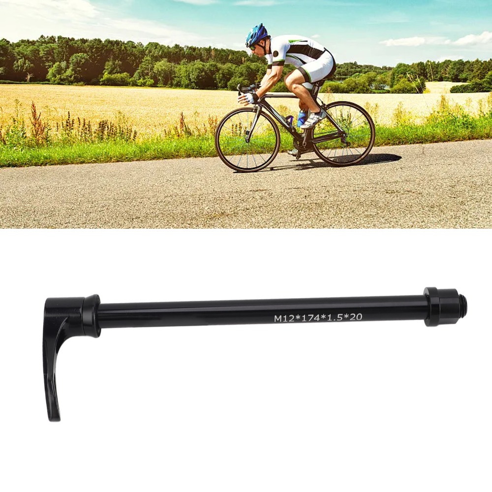Durable Aluminum Alloy Bike Thru Axle 174mm Length CNC Hub Thru Axle Lightweight Thread Pitch 1.5mm Quick Release Axle Hub Replacement