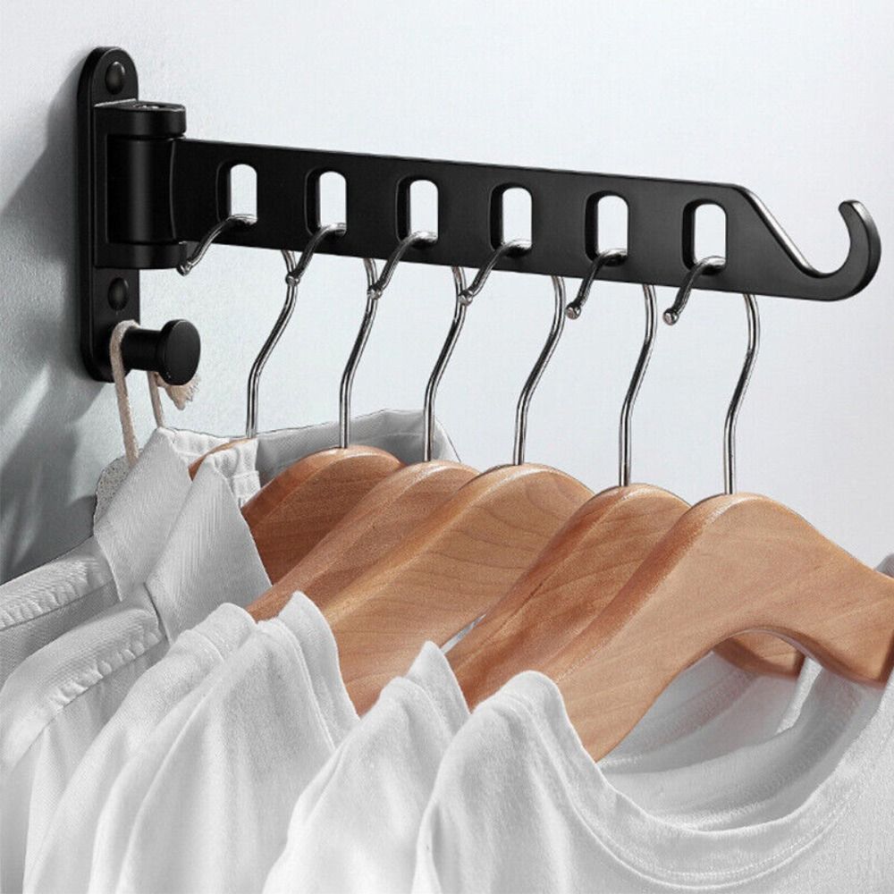 Portable Wall Mounted Folding Drying Rack Clothes Hook Clothesline Clothes Rack Simple Clothes Hanger Laundry Airer Dryer Drying Rack Indoor and Outdoor