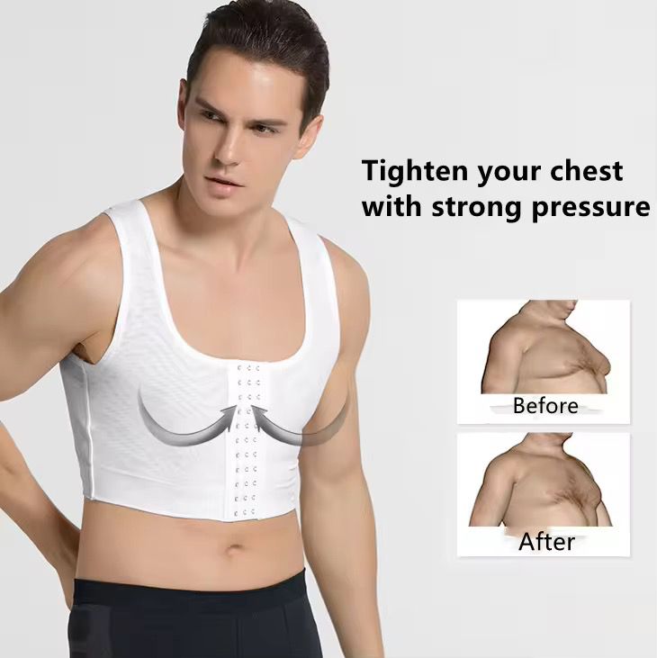 Men Body Shaper Slimming Chest Push Up Corset Compression Waist Trainer Building Shapewear Vest Correct Posture Hooks Vest