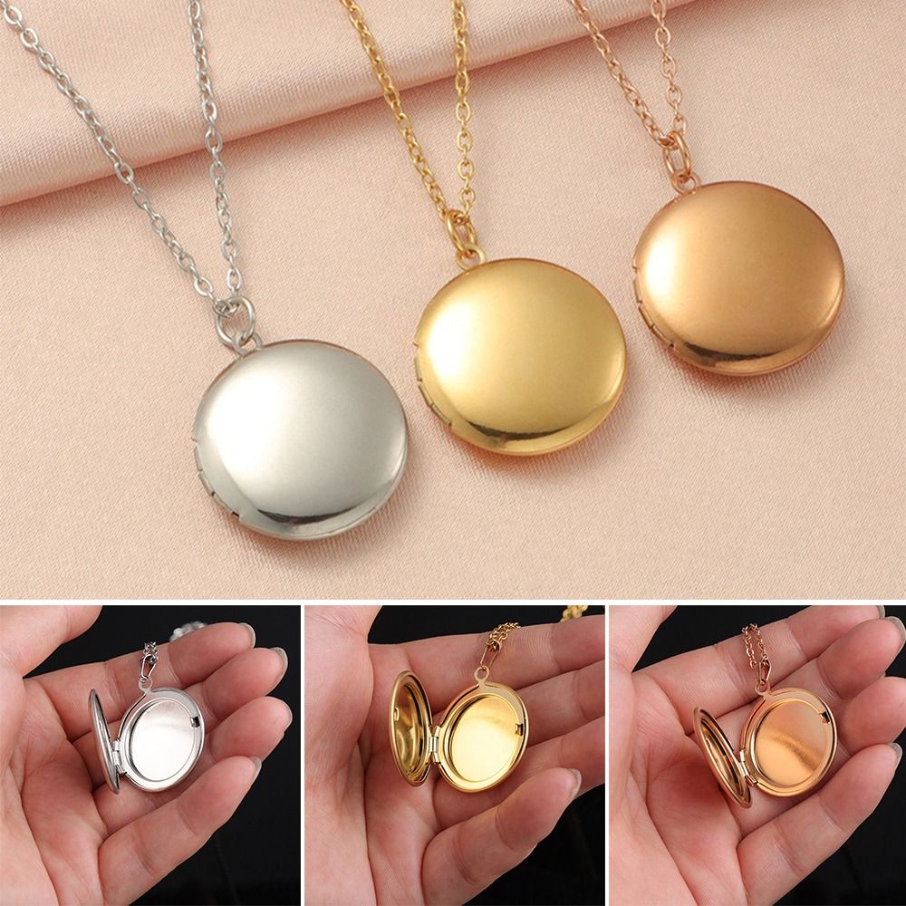 High Quality Round Necklaces Jewelry Gift Stainless Steel Photo Frames Pendant Mirror Polish DIY Necklace Family&Lovers