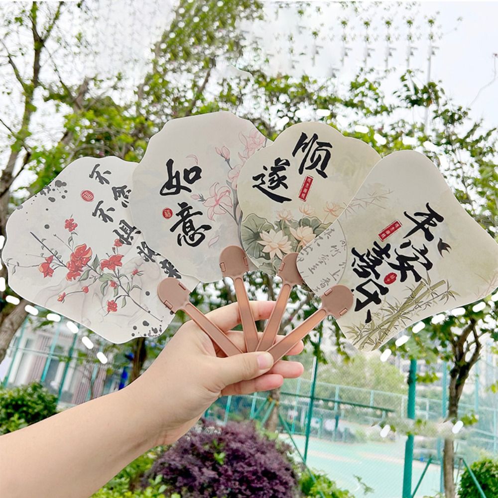 Portable Plastic Handheld Fan Floral Chinese Style Mini Fans Mini Cooling Fan