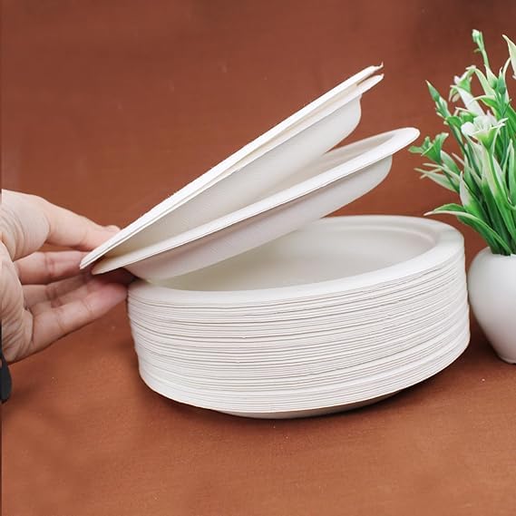 50 Pieces of Disposable Thermocol Dinner Plate Set - Plates for Party, Function, Wedding, Halloween Use and Throw