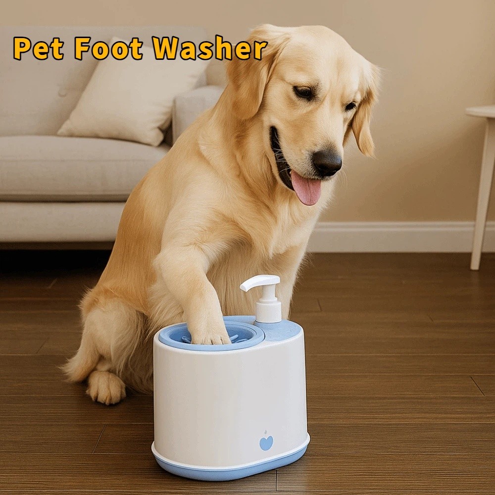 Portable 2 in Automatic Pet Foot Washer Silicone Detachable Pet Paw Washing Cup Quickly Wash with Soap Dispenser Electric Dog Paw Cleaner Foot Cleaning