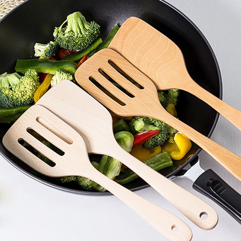Wooden Health Pancake Slotted Spatula Shovel Long Handle Cooking Tools Wood Spatula Utensils Cookware