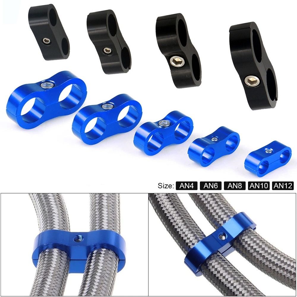 Car Kit Divider Clamp Universal Clamp AN4 AN6 AN8 Fixed Pipe Clamp Double Hole Line Clamp Braided Rubber Hose Line Clamp Hose Line Clamp Aluminum Anodized Line Separator