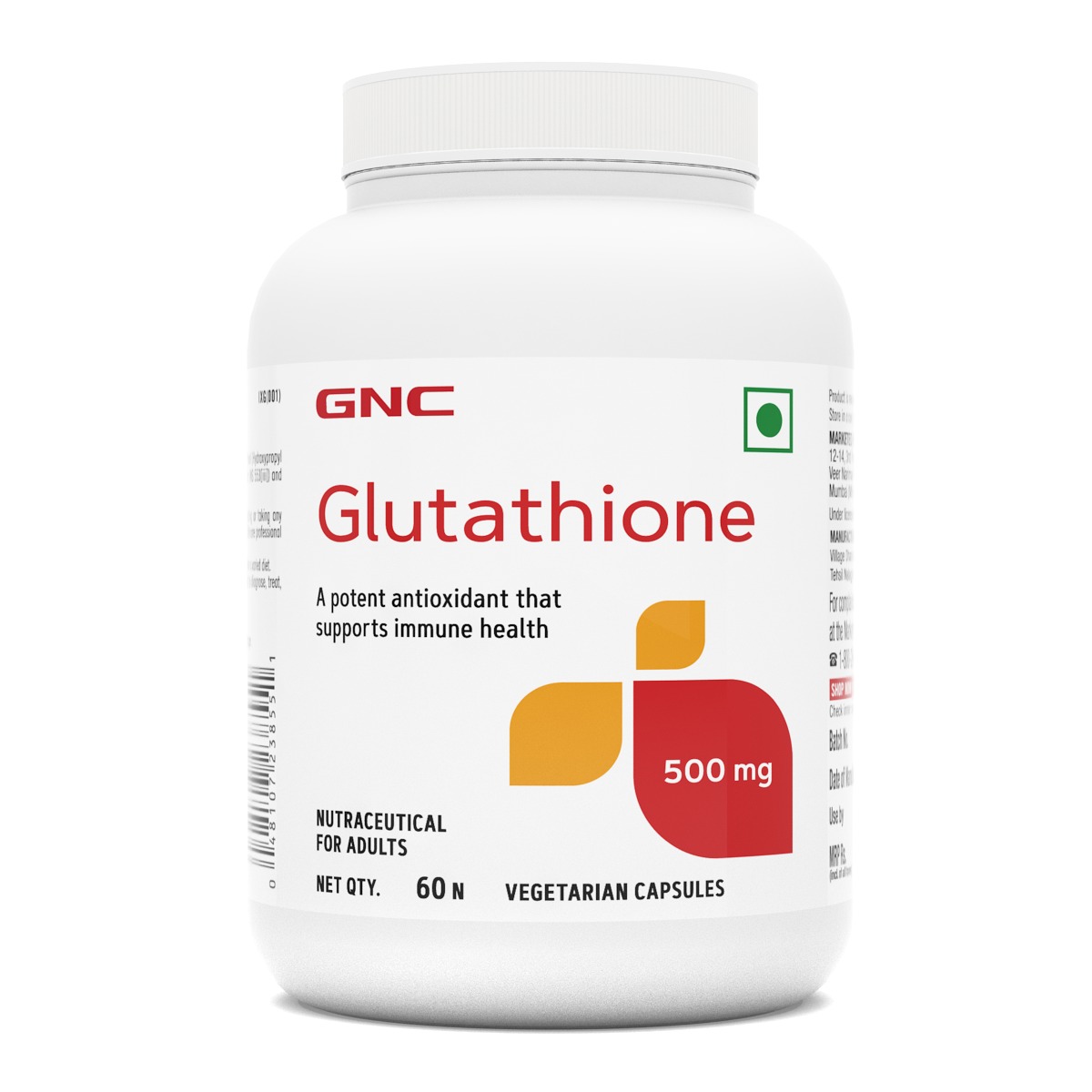 GNC Glutathione 500mg- 60 Veg Capsules For Brightens Skin, Fades Dark Sports & Pigmentation